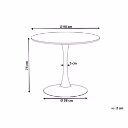 Round Dining Table 90 cm Marble Effect White with Gold BOCA