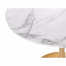 Round Dining Table 90 cm Marble Effect White with Gold BOCA