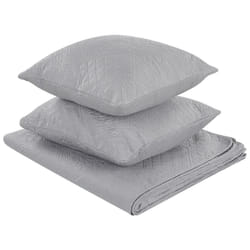 Embossed Bedspread and Cushions Set 140 x 210 cm Grey ALAMUT
