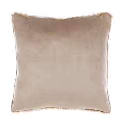 Set of 2 Decorative Cushions HORDEUM Faux Fur 45 x 45 cm Light Brown Solid