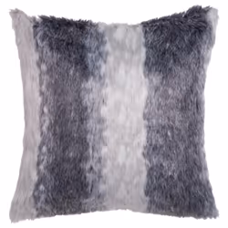 Set of 2 Decorative Cushions HORDEUM Faux Fur 45 x 45 cm Grey Striped