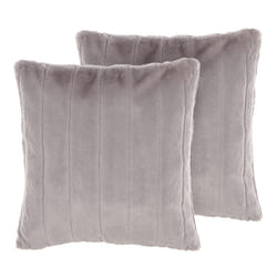 Set of 2 Decorative Cushions PUMILA Faux Fur 45 x 45 cm Light Grey Striped