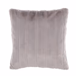 Set of 2 Decorative Cushions PUMILA Faux Fur 45 x 45 cm Light Grey Striped
