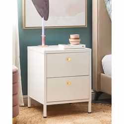 2 Drawer Bedside Table KYLEA Metal White - Additional view 4