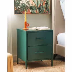 2 Drawer Bedside Table MALAVI Metal Green