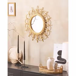 Wall Mirror TELAKIA 60 cm 60 cm Rattan Natural
