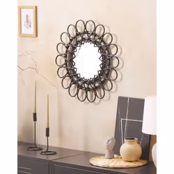 Wall Mirror BABAI 60 cm 60 cm Rattan Black