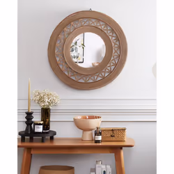Wall Mirror CACOMA 62 cm 62 cm Bamboo Wood Brown