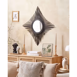 Wall Mirror MAJENE 60 cm 60 cm Rattan Black - Additional view 3