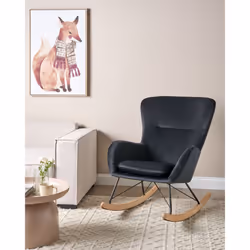 Rocking Chair ELLAN Velvet Black