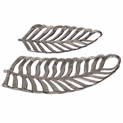 Set of 2 Trinket Dishes Leaf AMNISOS Metal Silver