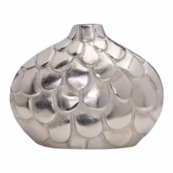 Metal Flower Vase Silver TIMGAD