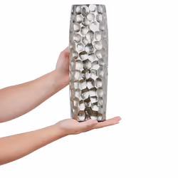 Flower Vase CALAKMUL Metal 32 cm Silver