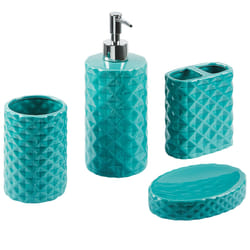 4-Piece Bathroom Accessories Set GUATIRE Ceramic Turquoise