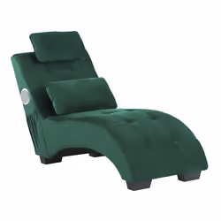 Chaise Longue SIMORRE Velvet Emerald Green with Built-In Bluetooth Speaker