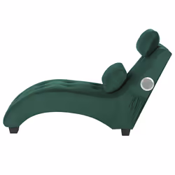 Chaise Longue SIMORRE Velvet Emerald Green with Built-In Bluetooth Speaker