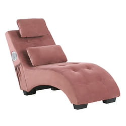 Chaise Longue SIMORRE Velvet Pastel Pink with Built-In Bluetooth Speaker