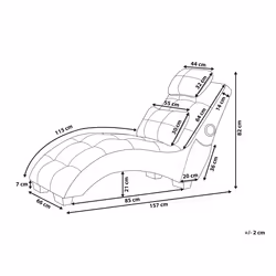 Chaise Longue SIMORRE Velvet Dark Blue with Built-In Bluetooth Speaker - Additional view 2