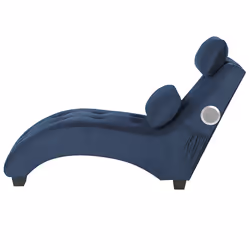 Chaise Longue SIMORRE Velvet Dark Blue with Built-In Bluetooth Speaker - Additional view 3