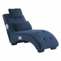 Chaise Longue SIMORRE Velvet Dark Blue with Built-In Bluetooth Speaker - Additional view 5