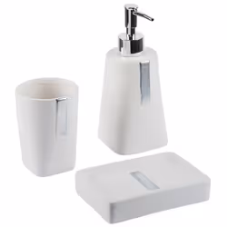 3-Piece Bathroom Accessories Set SONANA Ceramic Light Beige