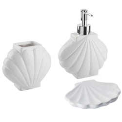 3-Piece Bathroom Accessories Set SHELL Ceramic White