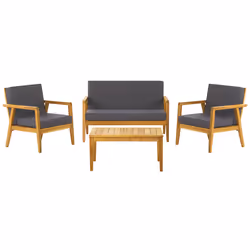 Garden Lounge Set with Table 4 Seater PALLANO Acacia Wood Dark Grey