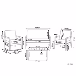 Garden Lounge Set with Table 4 Seater PALLANO Acacia Wood Dark Grey
