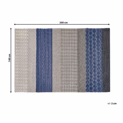 Wool Area Rug 140 x 200 cm Blue and Grey AKKAYA