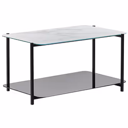 Coffee Table GLOSTER Tempered Glass White Marble