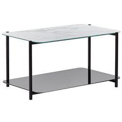 Coffee Table GLOSTER Tempered Glass White Marble