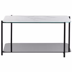 Coffee Table GLOSTER Tempered Glass White Marble