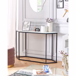 Console Table PERRIN Tempered Glass White Marble