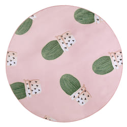 Round Area Rug Cactus Print  120 cm Pink ELDIVAN