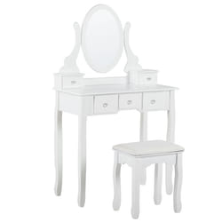 Dressing Table with Mirror and Stool GALAXIE White