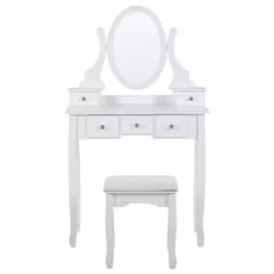 Dressing Table with Mirror and Stool GALAXIE White