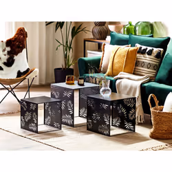 Set of 3 Coffee Tables WALDO Metal Black