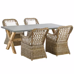 Garden Dining Set 4 Seater MAROS/OLBIA with Cushions Concrete Light Brown