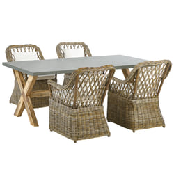 Garden Dining Set 4 Seater MAROS/OLBIA with Cushions Concrete Light Brown