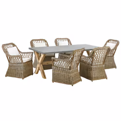 Garden Dining Set 6 Seater MAROS/OLBIA with Cushions Concrete Light Brown