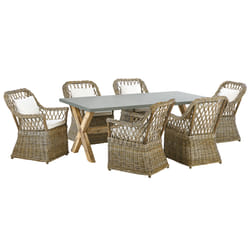 Garden Dining Set 6 Seater MAROS/OLBIA with Cushions Concrete Light Brown