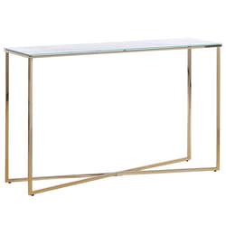 Console Table ROYSE Tempered Glass White Marble