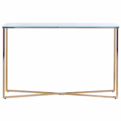 Console Table ROYSE Tempered Glass White Marble