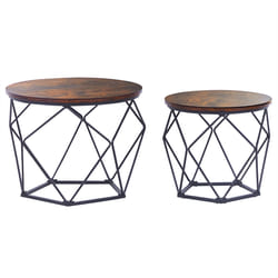 Set of 2 Coffee Tables BRUNI Brown/ Black