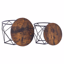 Set of 2 Coffee Tables BRUNI Brown/ Black