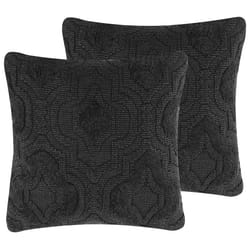 Throw Cushion PAIKA Cotton 45 x 45 cm Dark Grey Ikat