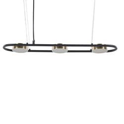 3 Light Metal LED Pendant Lamp Black and Brass MALI