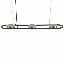 3 Light Metal LED Pendant Lamp Black and Brass MALI