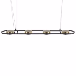 4 Light Metal LED Pendant Lamp Black and Brass MALI