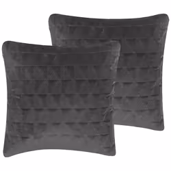 Set of 2 Decorative Cushions LALAM Cotton 45 x 45 cm Grey Geometric Pattern